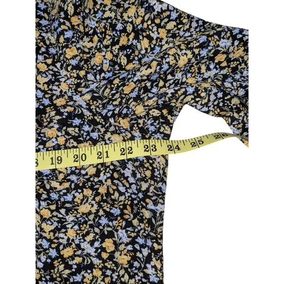 Allegra K Womens Floral Long Sleeve Top XL Black/Yellow/Blue - Picture 8 of 11